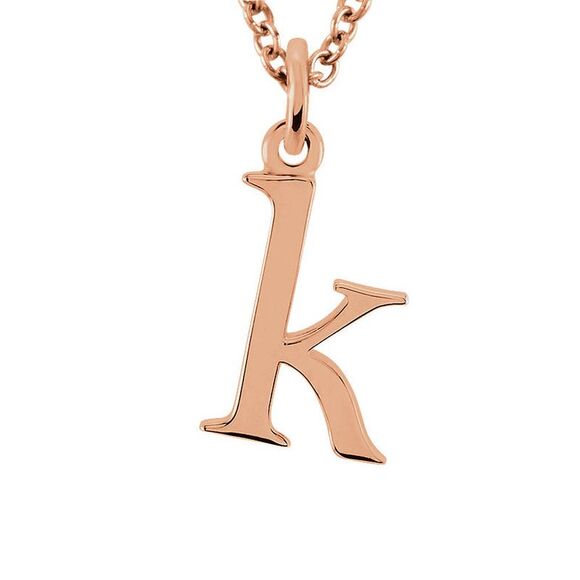 The Abbey Lower Case Initial 'k' Necklace in 14k Rose Gold, 16 Inch - Picture 1 of 3
